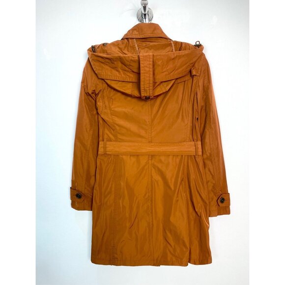 Burberry Brit Double-Breasted Orange Trench Coat With Belted Waist & Removable H - Picture 2 of 6